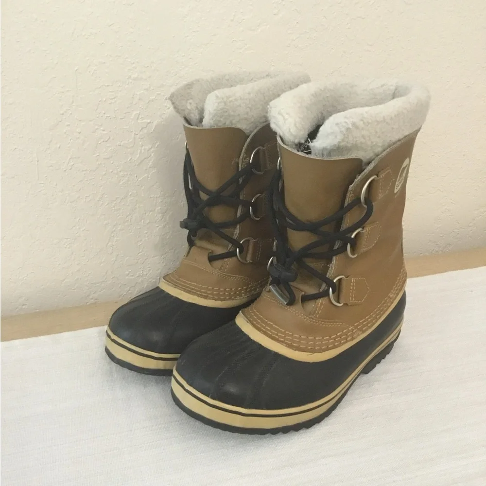 Sorel Yoot Pac Mens Round Toe WaterProof Snow Boot Brown Black youth size 4